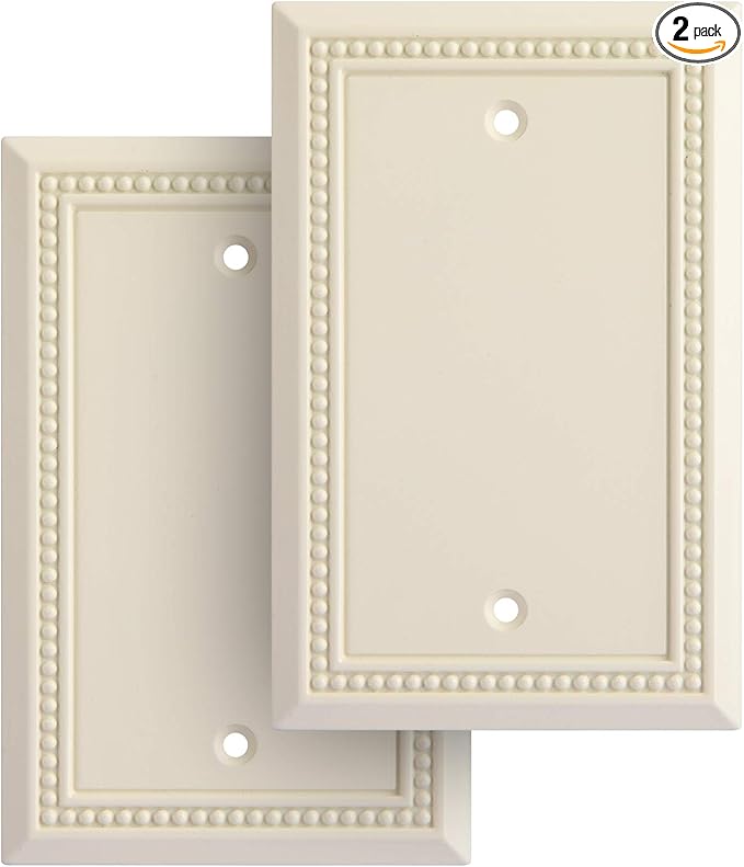 Henne Bery Sunken Pearls Heavy Duty Switch Plate/Wall Plate/Outlet Cover (Single Blank 2PK, Light Almond