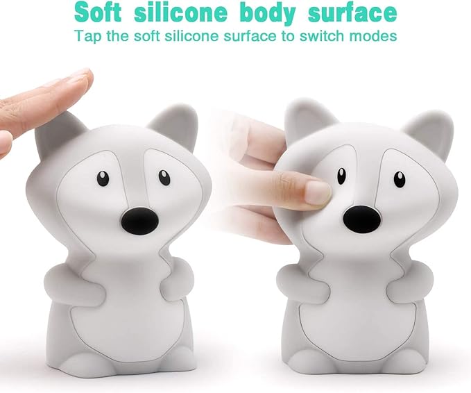 Big Size Night Light for Kids, Portable Silicone Bedside Lamp, Multicolor Light with Touch Control + Remote Control, USB Rechargeable Light for Adults/Children/Baby Bedroom/Gift - Large Fox