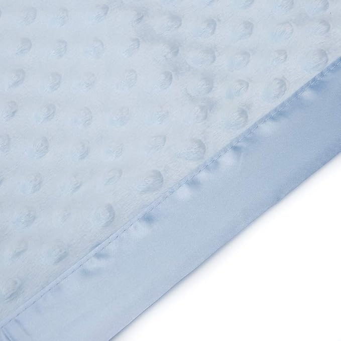 Pro Goleem Baby Soft Minky Dot Blanket with Silky Satin Backing Baby Gifts for Girls and Boys (Blue, 30’’ x 40’’)