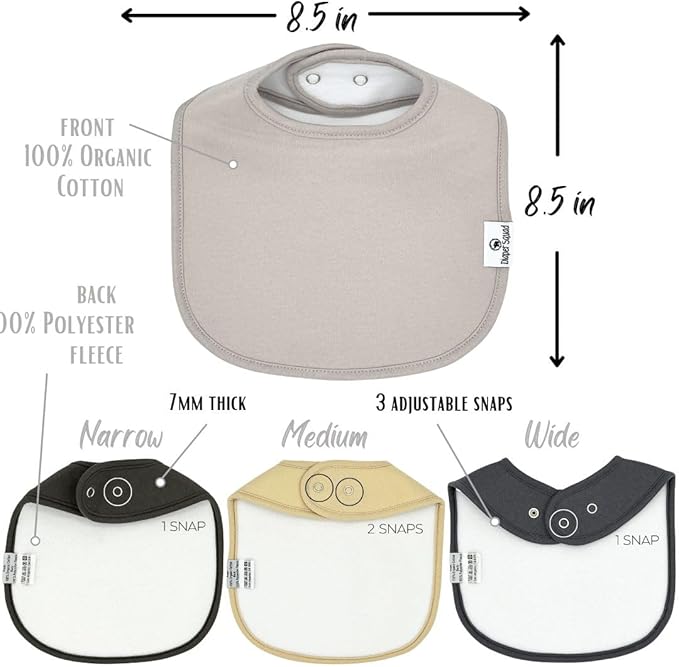 DiaperSquad's Baby Bibs for Drooling and Teething, Bibs for Boys, Baby Girl - Solid Cotton Baby Drool Bibs