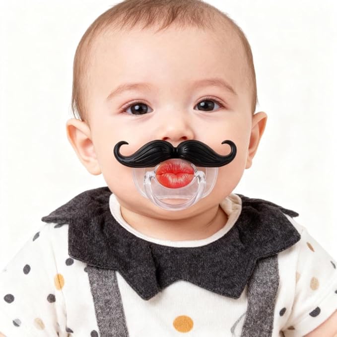 Funny Baby Pacifiers,Mustache Pacifiers 0-18 Months for Babies,Mustache Binky,Gift for Newborns,Infants,Toddlers,Baby Boys,BPA Free(Mustache Pacifiers)
