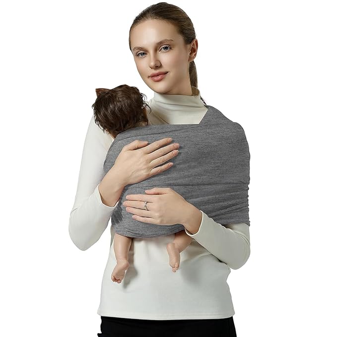 Baby Wraps Carrier, Baby Carrier Wrap Baby Wearing Wrap Newborn Wrap Carrier(7-30lbs), Baby Sling, Baby Carrier Sling for Newborn and Infant, Grey
