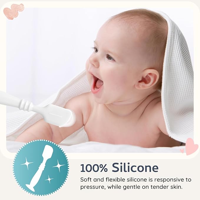 3 Packs Silicone Diaper Cream Applicator with Suction Base, Diaper Cream Spatula Applicator for Babies, Soft Silicone Diaper Cream Brush (White/Sage/Ether)