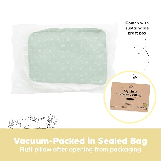 KeaBabies 2-Pack Toddler Pillow 13x18 - Soft Organic Cotton Kids Travel Bed Pillows for Sleeping, School, Nap, Machine Washable, Toddlers 2 to 5, Pillowcase Sold Separately (Bunnies)