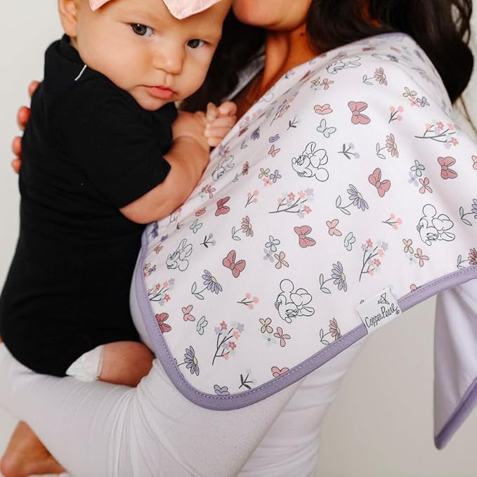 Baby Burp Cloth Large 21''x10'' Size Premium Absorbent Triple Layer 3-Pack Gift Set "Minnie Mouse" by Copper Pearl
