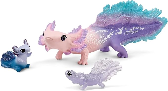 Schleich Bayala - 3PC Colorful Axolotl Figurine Toy Set - Mermaid Mythical Creature Playset for Girls and Boys - Cute Undersea Fairy Salamander Figures - Fantasy Animal Toys for Kids Ages 5+ | 42628
