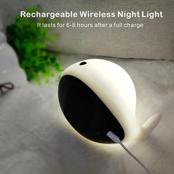 Night Light for Kids, Cute Silicone Nursery Dolphin Lamp for Baby and Toddler, Animal NightLight for Bedroom, Squishy Night Lamp for Kids Room (Dolphin)