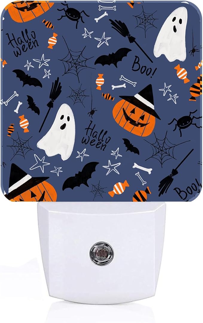 Happy Halloween Night Light,Plug Into Wall with Dusk to Dawn Light Sensors, Warm Nightlights for Bedroom, Bathroom, Hallway, Kitchen, Gifts Ideal for Boys Girls Women Men