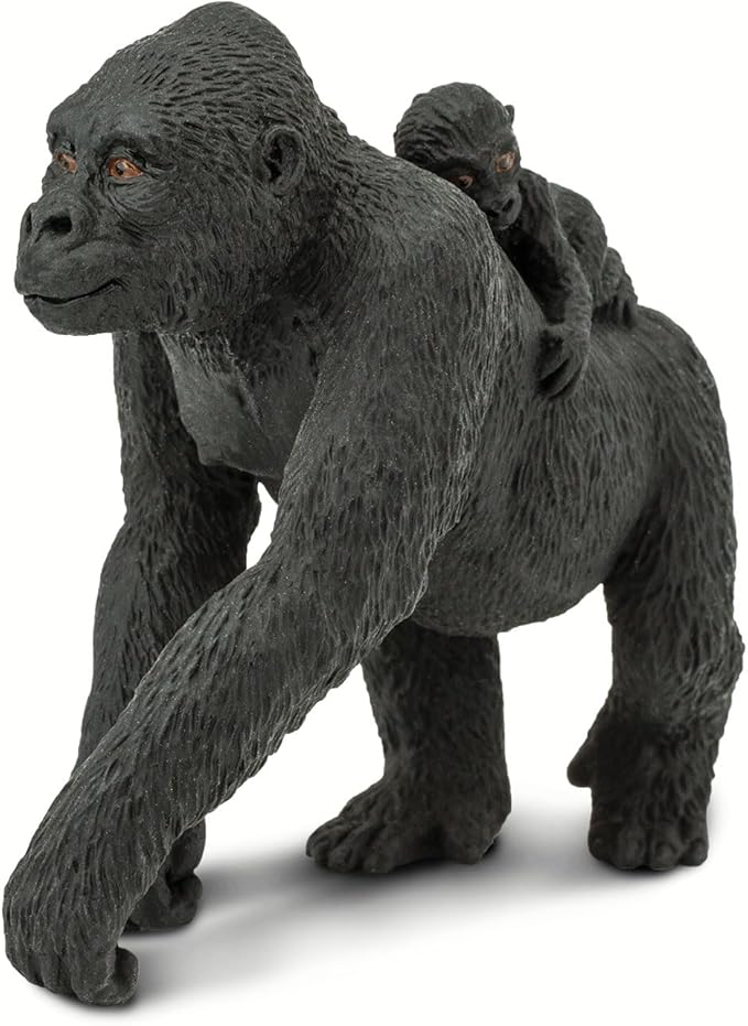 Safari Ltd. Lowland Gorilla with Baby Figurine - Lifelike 4.1" Wildlife Figure - Educational Toy for Boys, Girls, and Kids Ages 3+