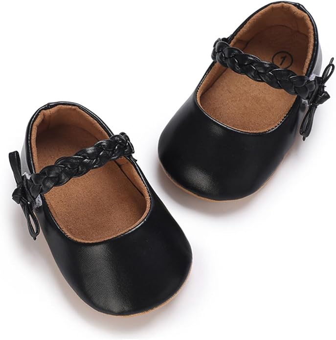 COSANKIM Baby Girls Mary Jane Flats Shoes Anti-Slip Rubber Sole Infant Toddler Princess Wedding Dress Shoes