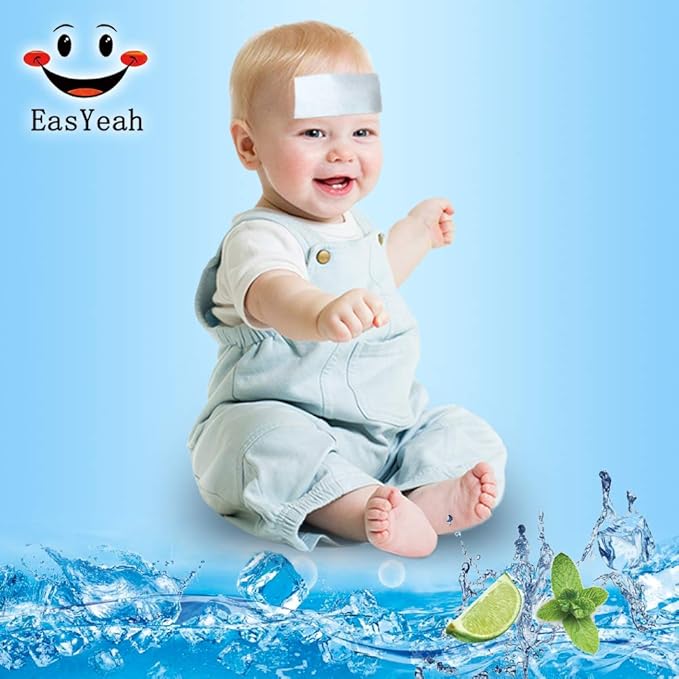 12 Sheets Cooling Patches for Fever Discomfort & Pain Relief, Cooling Relief Fever Reducer, Soothe Headache Pain, Pack of 12