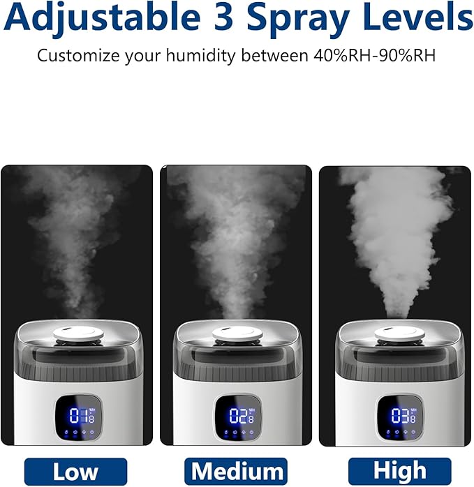 Large Humidifiers for Bedroom, 9L/2.5Gal Ultrasonic Cool Mist, Easy Clean Humidifier with 350ML/H Large Mist Speed, Quiet, Suitable for Kids Room Plant Yoga (Square B)