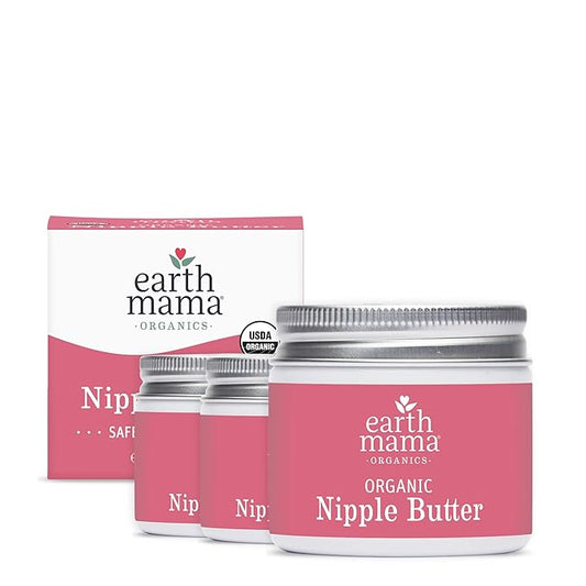 Earth Mama Organic Nipple Butter™ | Nipple Cream Safe for Breastfeeding | Postpartum Essentials for Nursing | Non Lanolin Nipple Cream, 2 fl oz (3-Pk)