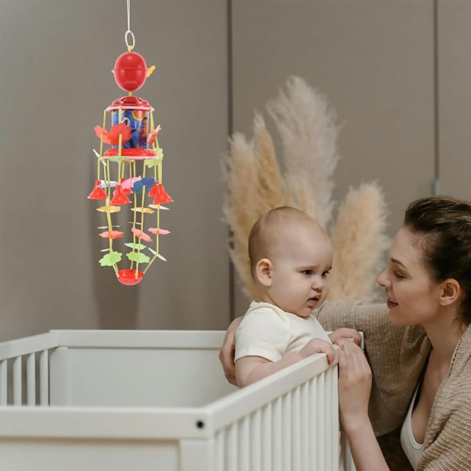 YARNOW Vintage Boy Girl Wind up Hanging Bell Toy Musical Bedside Crib Mobile for Boy Girl Retro Animal Neck Bell Wind Chime Engaging Music Instrument for Nursery Decor
