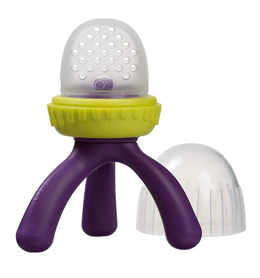 b.box Silicone Fresh Food Feeder | Ages 4 Months+ | Tripod Design Easy for Baby to Hold | Perfect for Fresh or Frozen Foods | Cap Included for On The Go | Dishwasher Safe (Passion Splash)