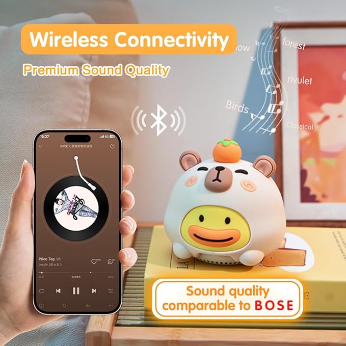 Baby Sound Machine, 20 Soothing Sounds White Nosie for Sleeping, Rechargeable Night Light with Speaker, 3 Brightness Levels Remote and Tap Control, Nursey Lamp for Baby, Kids Bed Room (Capybala)