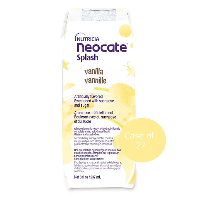 Nutricia Neocate Splash - Ready-to-Feed Hypoallergenic, Amino Acid-Based Toddler and Junior Formula - Vanilla - 8 fl oz (Case of 27)