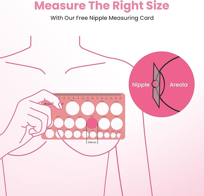 Flange Inserts 21mm(8PCS) & Nipple Ruler & Cleaning Brush, 3 in 1 Flange Sizing Kit, Silicone Flange Insert Kit for 24mm Most Pumps, Breast Pump Replacement Accessories
