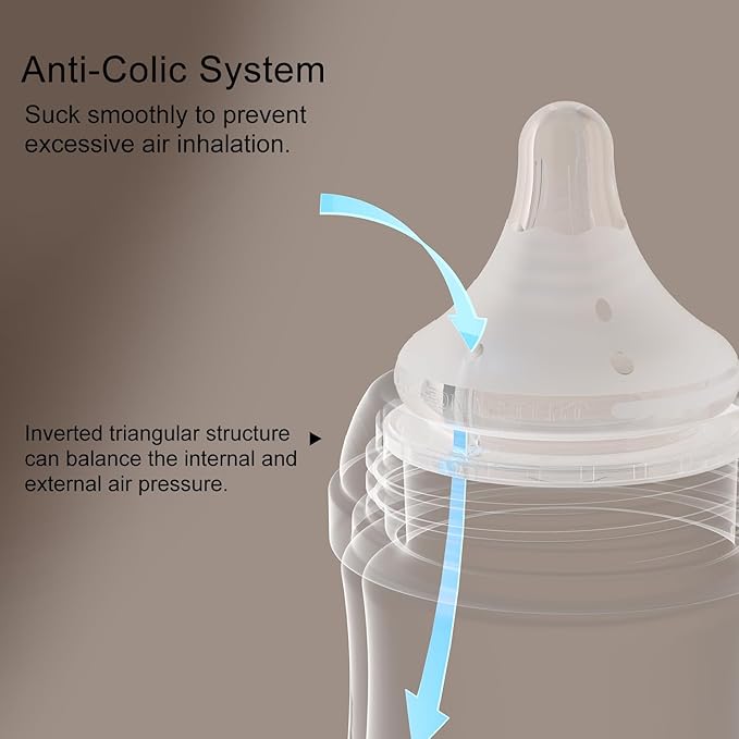 Natural Glass Baby Bottles Gentle & Extra Slow Flow, Newborn Breastfeeding Bottle with Anti Colic Nipple for 0 Months Babies, 3 Packs (White (3 Ounce), 1 Count (Pack of 3))