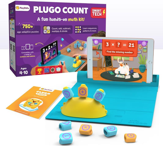 PlayShifu Math Games for Kids – Plugo Count | Tech-Powered Educational STEM Toy with Numbers & Operators | Fun Math Kit for Boys & Girls Ages 4–10 | Learning Gift for Children