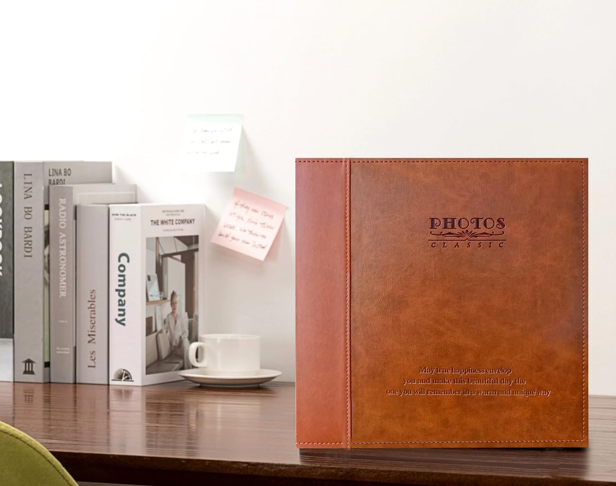 Magnetic Self-Stick Photo Album, Family Album, Leather Cover, Hand Made DIY Albums Holds 3x5, 4x6, 5x7, 6x8,8x10 Photos (Brown, Large)