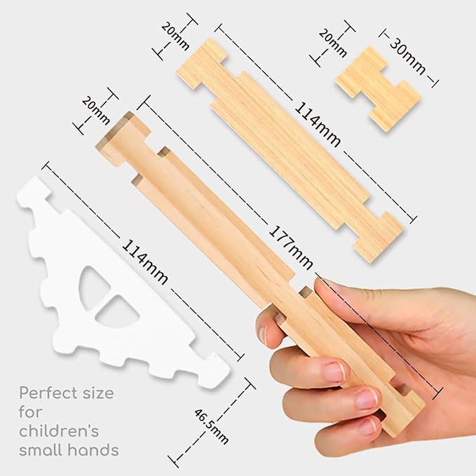 Jovi-mindly＆Notchies 96 PCS Wooden Blocks Wooden Toys with Storage Bag, Preschool Learning Toys Wood Blocks Building for Kids Ages 4-8 Creative Construction Game,FSC Certified,Halloween Gifts