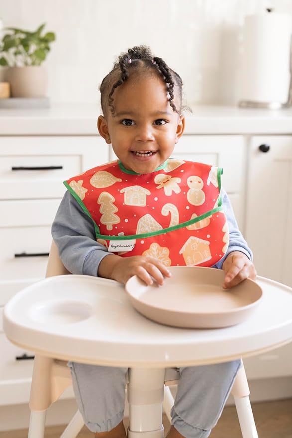 Tiny Twinkle Mess Proof Baby Bibs for Eating – Waterproof, Wipeable Toddler Bibs with Pocket – Baby Food Bibs for Girls & Boys(3 Pack,Christmas)