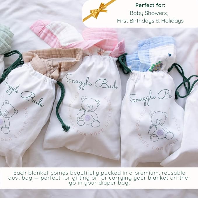 100% Cotton Muslin Baby Blanket | Soft & Breathable 6-Layer Baby Blanket | Lightweight Quilt for Newborns, Infants & Toddlers | Gender-Neutral (Teddy Bear)