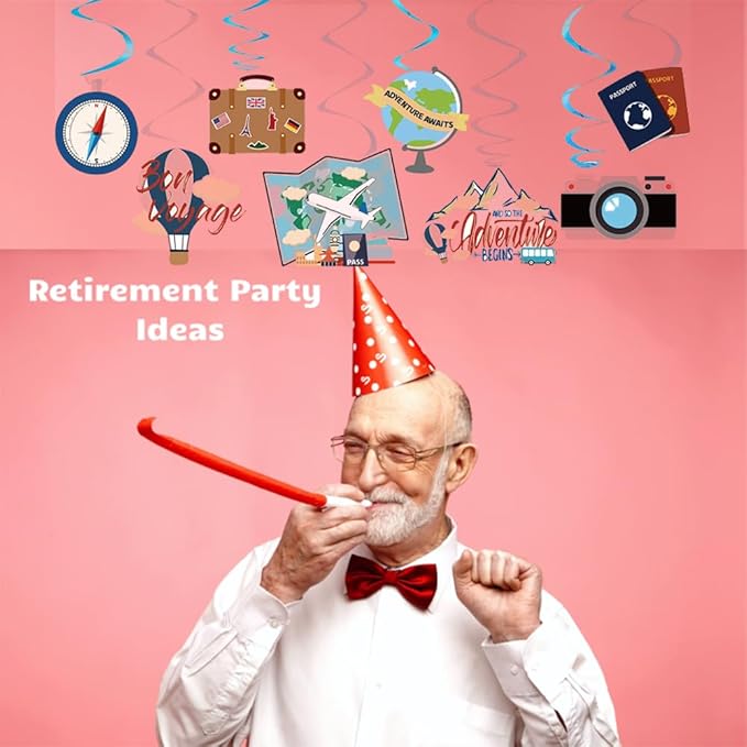 30PCS Travel Themed Hanging Swirl Party Decorations, Adventure Awaits Bon Voyage Signs Party Supplies for Birthday Party Retirement Party Farewell or Wedding Bachelorette Baby Shower Classroom Decor