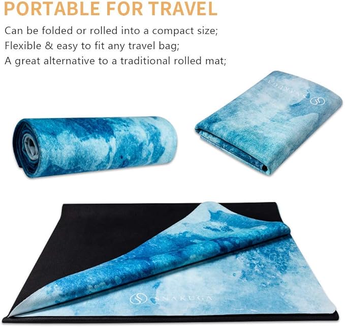 Travel Yoga Mat, Non Slip Exercise Suede Mat with Carry Bag, All-Purpose Fitness Mat with High Density Anti-Tear Surface for Women, Ideal for Pilates Workout (72'' x 24'' x 1.5mm Thick)