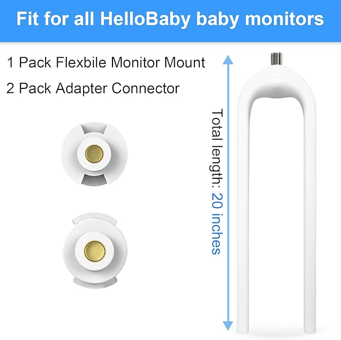 Flexible Baby Monitor Mount for HelloBaby HB6550/Pro/HB6560/HB6240/HB65/HB6351/HB6339/ HB66 Baby Camera Mount Adjustable Long Gooseneck Bracket, Baby Monitors Holder No Tools or Wall Damage (20 inch)