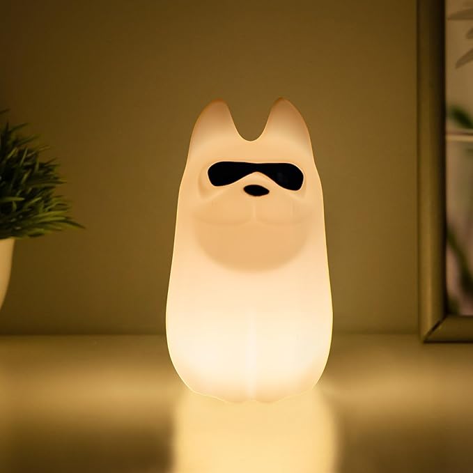Cute Dog Night Light, 7 Colors Want Want Nightlight, LED Bedside Lamp, Touch-Sensitive for Bedroom, Living Room,Dorm Room Decor for Christmas Gift Baby Kids Girls Teens