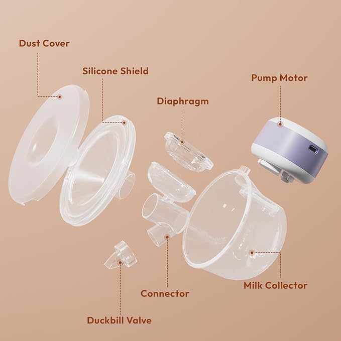 Wearable Breastfeeding Pump Hands Free of Long Battery Life, Portable Electric Wireless Breast Pump with 3 Modes and 9 Levels, LED Display, 16/18/20/22/24mm Flanges & Inserts, 2 Pack (Purple)