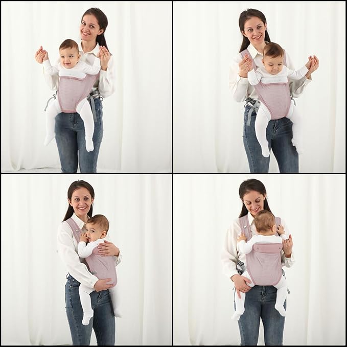 Baby Carrier Newborn Wrap,Ergonomic Infant Soft Carriers for Toddler 7-45 lbs,Adjust Back Strap/Waist Belt,4-in-1 Babe Carrier Front&Back,for Hiking Travel or Everyday Family Events-solid color (Pink)