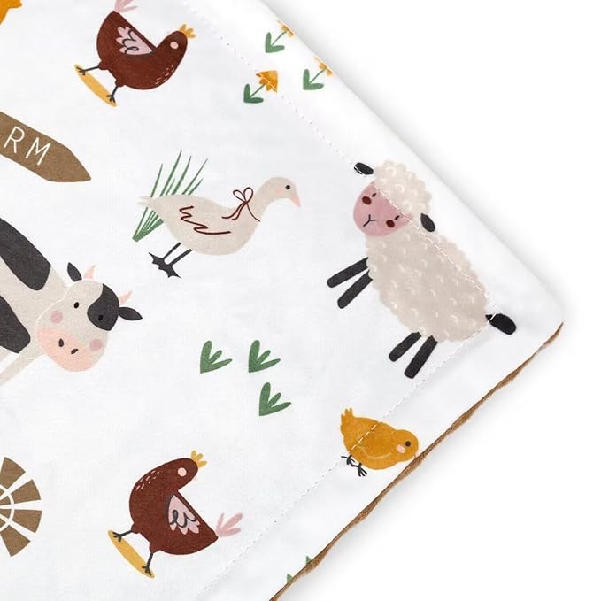 HOMRITAR Baby Blanket for Boys Soft Lightweight Minky Blanket with Double Layer Dotted Backing for Infant Toddler Nursery Crib with Cute Farm Animals Design 30 x 40 Inch