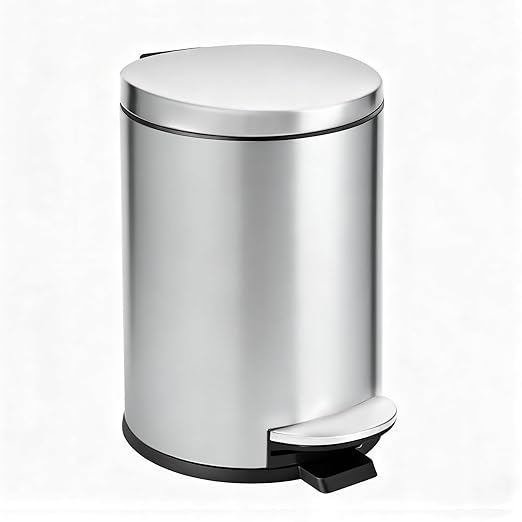 TIPGO Small Trash Can with Lid Soft Close, 4.5 Liters / 1.2 Gallon Bathroom Garbage Can, Mini Step Trash Bin, Stainless Steel Wastebasket for Bathroom, Bedroom, Office (Silver)