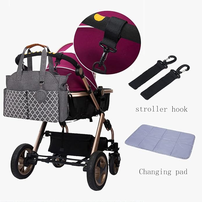 Lmbabter Diaper Bag Tote with Changing Station Upgrade Multi-Function Baby Bag with Adjustable Shoulder Strap