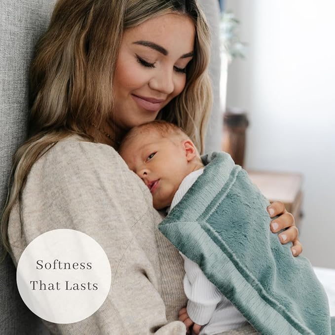 SARANONI Luxury Security Blankets for Babies | Ultra-Soft Lush and Boutique Quality Baby Blanket | Eucalyptus, Mini - 15" x 20"