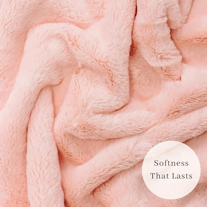 SARANONI Luxury Lush Kids Blanket | Ultra-Soft & Cozy Plush Comfy Blankets for Kids & Teens | Peach Blush - 40” x 60”