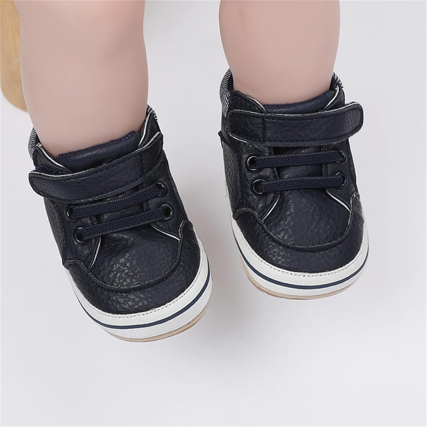 SOFMUO Baby Boys Girls High Top Ankle PU Leather Sneakers Soft Rubber Sole Infant Moccasins Newborn Oxford Loafers Anti-Slip Toddler Wedding Uniform Dress Shoes