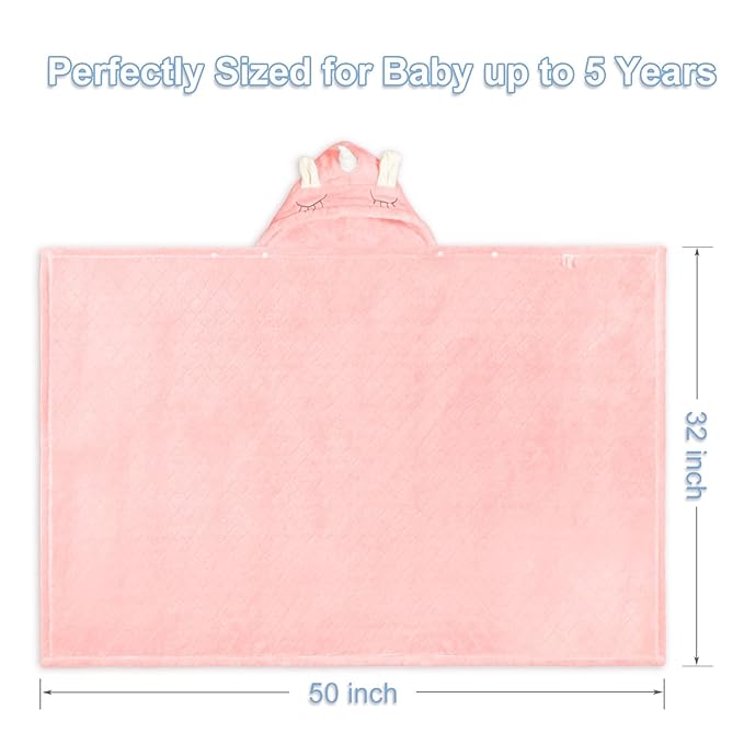 Toddler Towels with Hood for Girls,Soft Premium Coral Fleece Girl Bath Towel-Ultra Absorbent for Baby Cozy and Warm-Bath Essential for Newborn, Infant and Children, Pink Unicorn