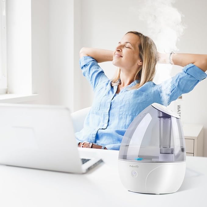 Cool Mist Humidifier for Bedroom,2L Small Humidifiers for Bedroom and Office,25dB Humidifier for Toy room and Plant,Last Up to 13H on Max Mist Setting (Light Gray)