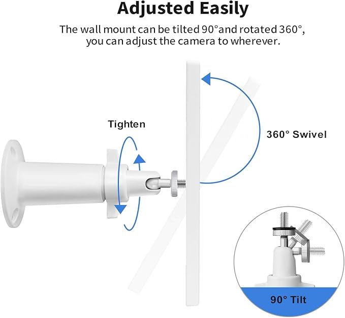 Universal Baby Monitor Wall Mount Holder, Compatible with HelloBaby HB65/HB6550/HB6558/HB66/HB248, ANMEATE SM935E/SM650/Bonoch/ChildsFarm/Eufy Baby Monitor, Adjustable Aluminum Alloy Mount, White