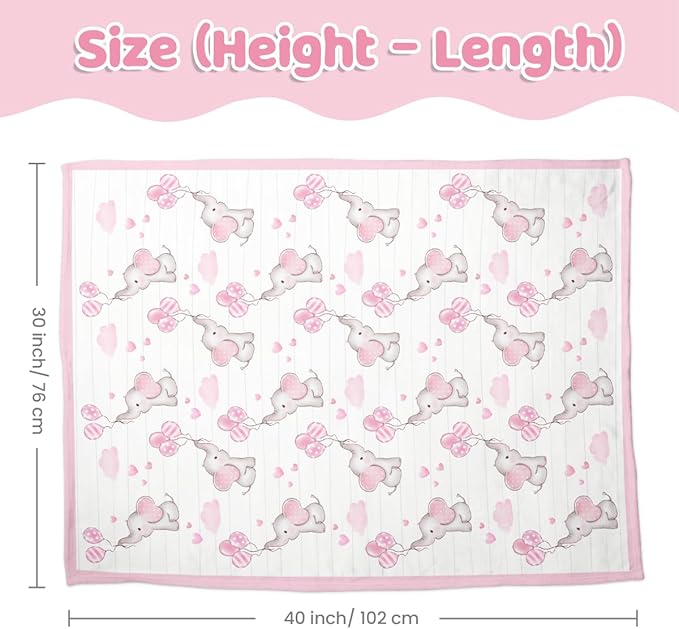 SANDJEST Elephant Kid Blanket for Girl - 30 x 40 Minky Throw Blankets for Girls - Gift for Kids on Birthday