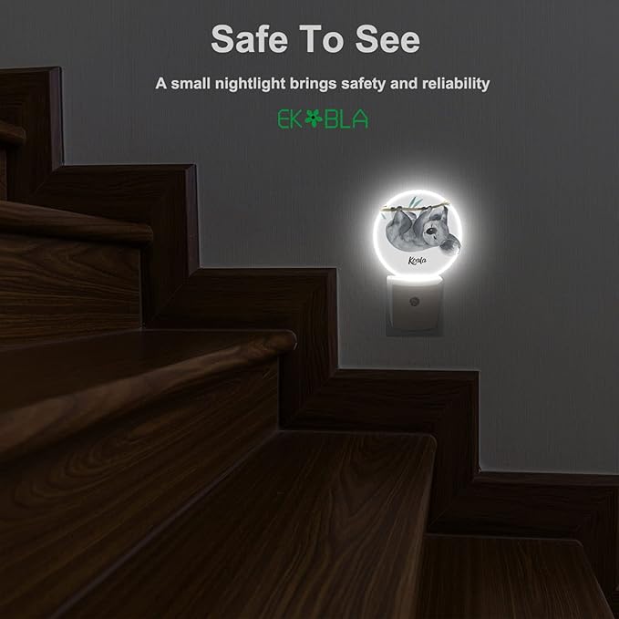 EKOBLA Koala LED Night Light Cute Animal Hanging on Tree Dusk to Dawn Plug-in Nightlights Auto Sensor for Home Indoor Bathroom Hallway Kitchen