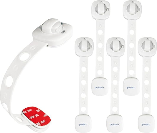 Baby Proof Cabinet Locks - No Drill Safety Latches for Oven, Dishwasher & Drawers, Adjustable 2-15cm,childproofing safety equipment 3M Adhesive - Rental Friendly (White, 6 Pack))