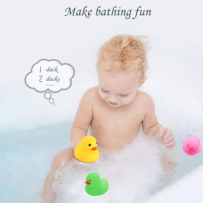 Bath Duck Toys 15 PCS Colorful Mini Rubber Ducks Squeak and Float Duckies Baby Shower Toy Party Decoration for Toddlers Boys Girls (2.2’’)