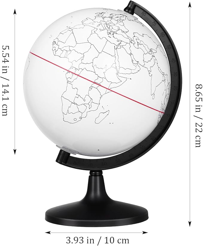 TOYANDONA Blank World Globe with Stand - Dry Erase DIY Map Round Earth Globe for Geographical Teacher Students - Desktop Decor
