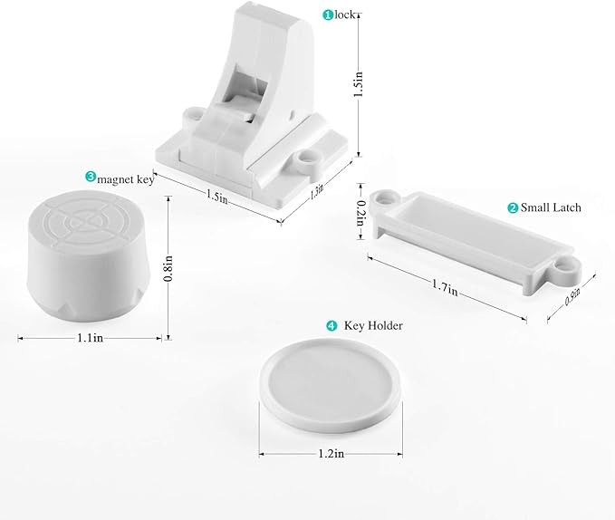 Vmaisi Adhesive Magnetic Locks for Cabinets & Drawers (40 Locks and 4 Keys)