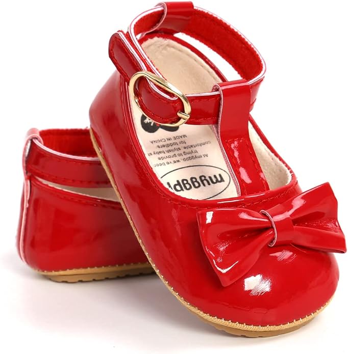 COSANKIM Baby Girls Mary Jane Flats Shoes Anti-Slip Rubber Sole Infant Toddler Princess Wedding Dress Shoes